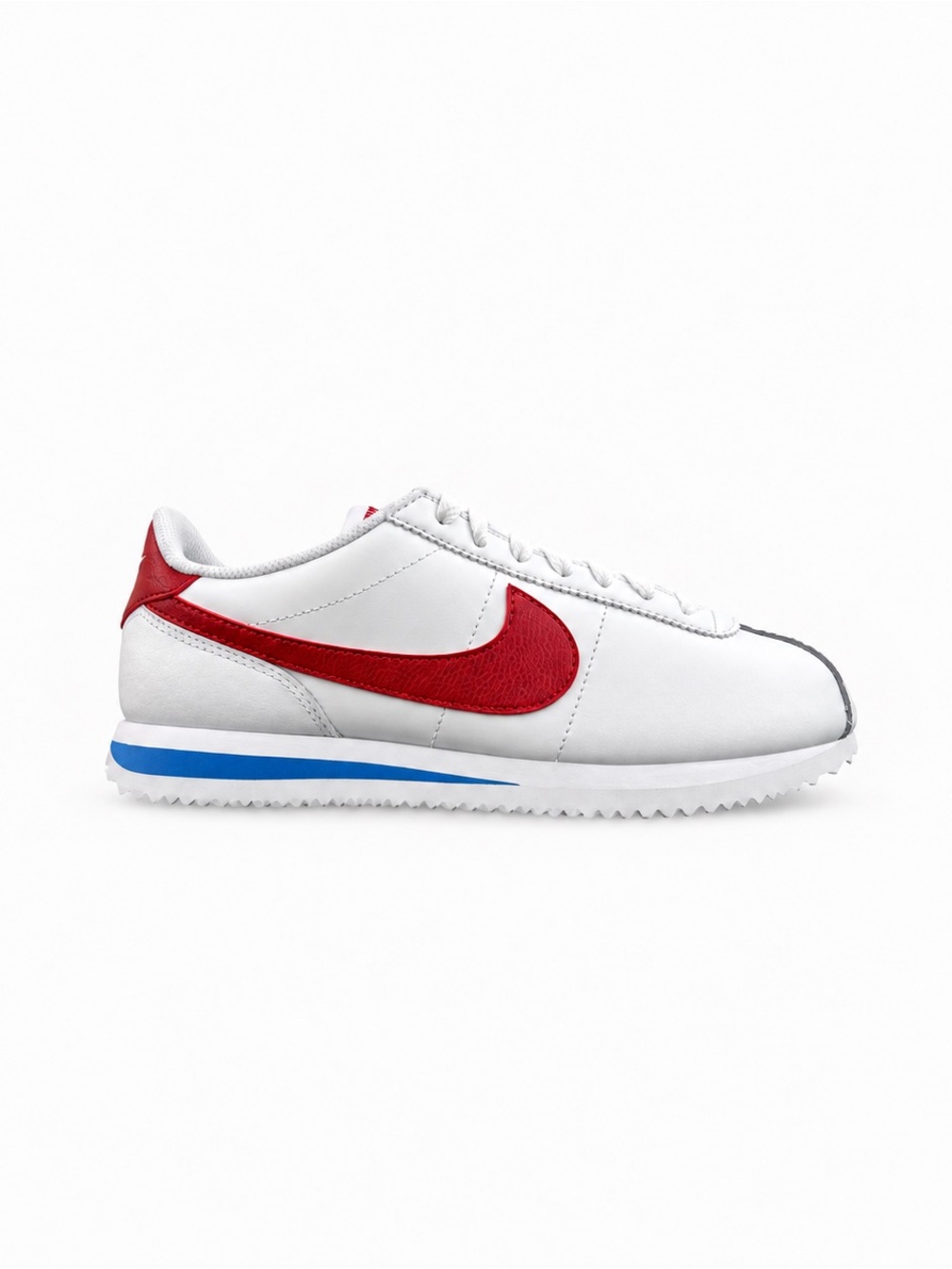 Nike White Sneakers with Red Swoosh and Blue Accent